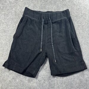 Blue & Cream Terry Cloth Shorts Mens Small Black Drawstring Resort Made in NYC